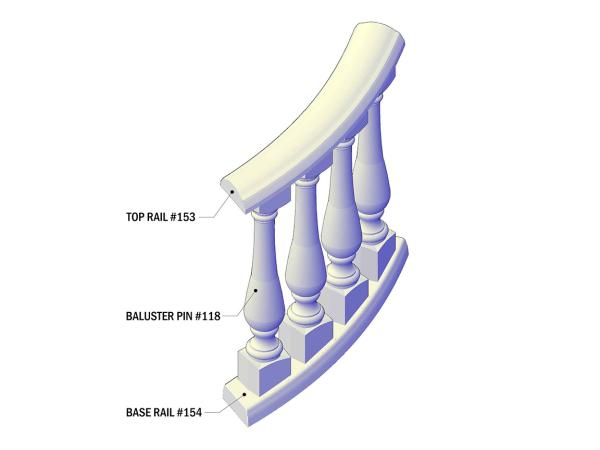 Spiral Baluster Section, 4'Radius, Left. 6 pcs.