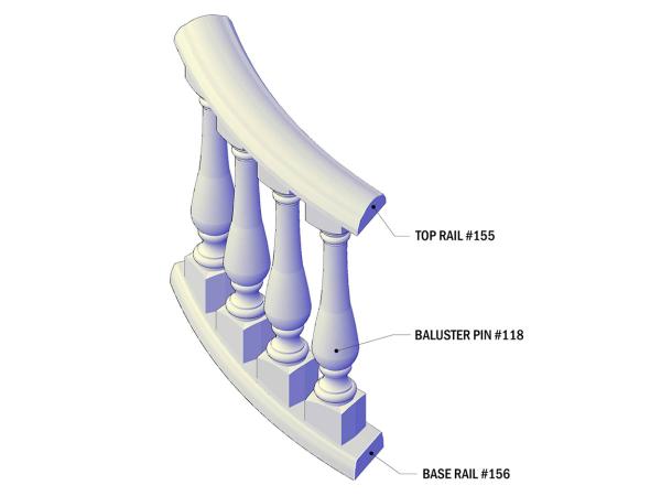 Spiral Baluster Section, 4'Radius, Right. 6 pcs.