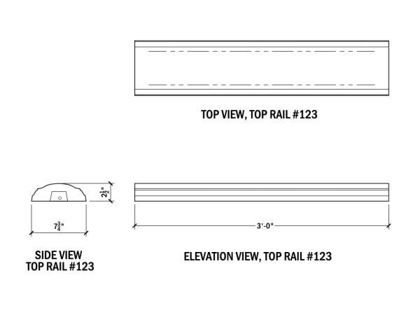 Baluster Top Rail Straight 2.5"H, 1pc