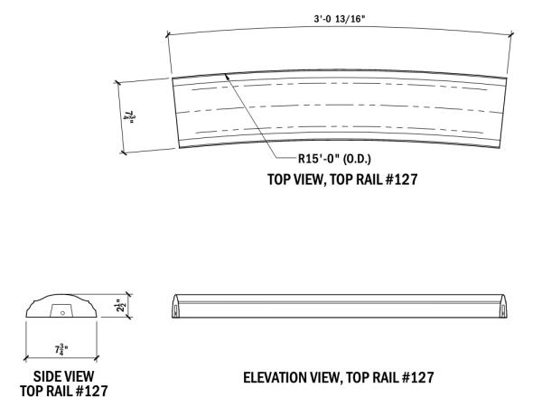 Baluster Top Rail 15' Radius 2.5"H, 1pc