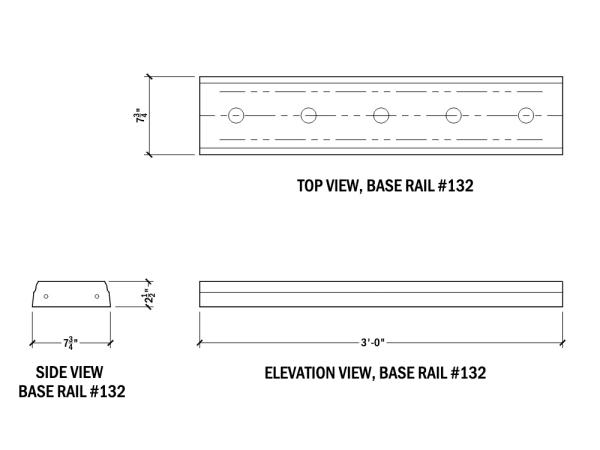 Baluster Base Rail Straight, 2.5"H, 1pc