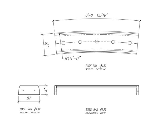 Baluster Base Rail 4"H, 15' Radius, 1pc