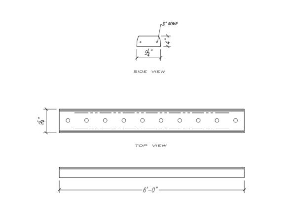 Baluster 6' Base Rail, 4"H, Straight, 1pc