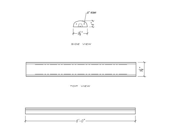 Baluster 6' long Top Rail 4"H, Straight, 1pc