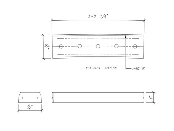 Baluster Base Rail 4"H, 60' Radius, 1pc
