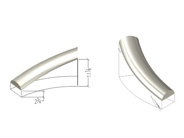 Baluster Top Rail 2-1/2"H, 4'R Right, 1pc