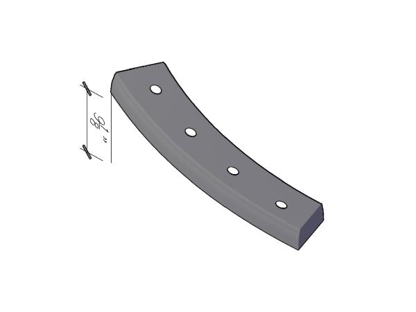 Baluster Base Rail 2.5"H, 4' R, Right, 1pc