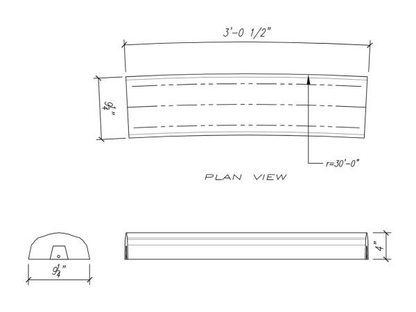 Baluster Top Rail 4"H, 30'R, 1pc