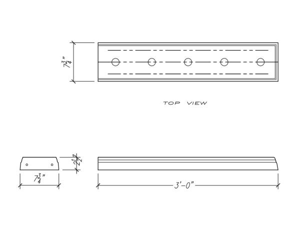 Baluster Base Rail 2.5"H, Terminal, 1pc