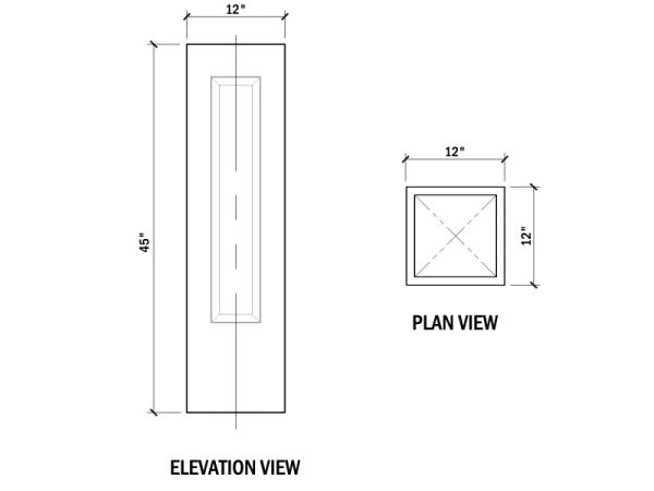 Column, Post/Pilaster/Pier, 12"X12" Square Shaft, 42"H, 1Pc