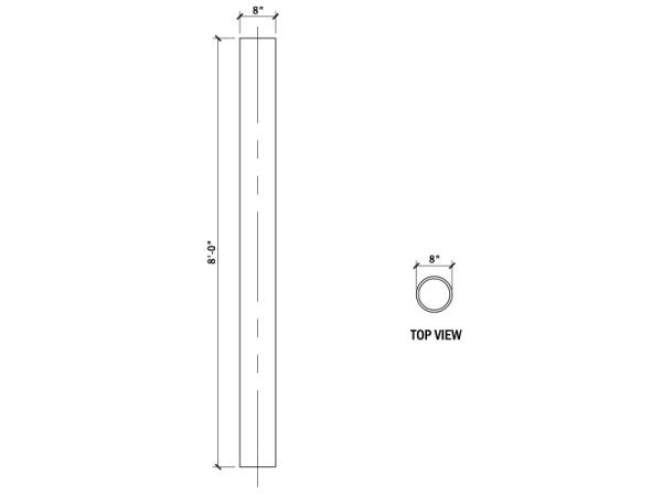 8" Column Shaft And Base 8'H, 2Pcs