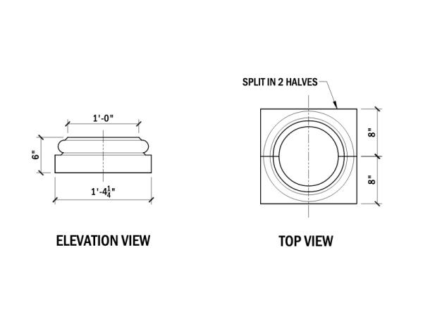 12" Column Base - 6"H