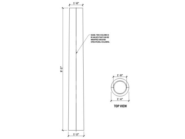 14" to 12" Column Shaft, Round,  9'2"H