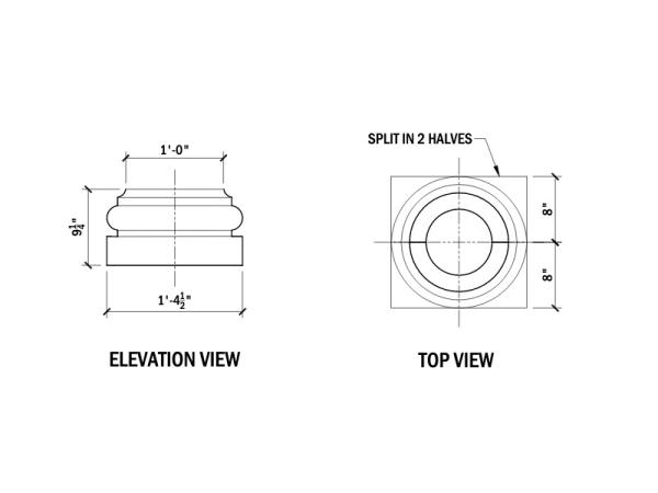 12" Column Base - 9-1/4"H, 2 PCS
