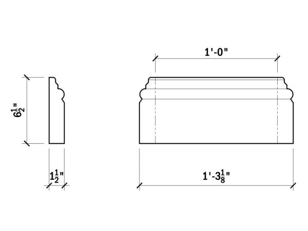 12" Column Square Base, 6-1/2"H, 1 PC