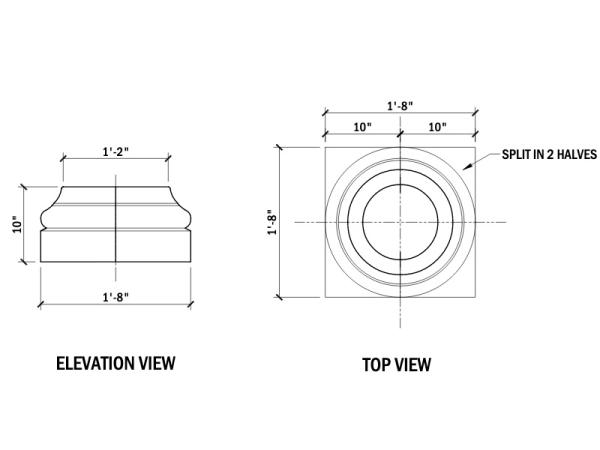 14" Column Base - 10"H, 2 PCS.