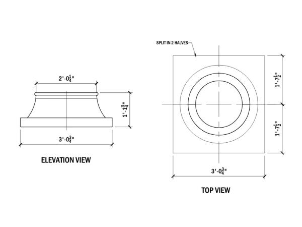 24" Column Base, 13-3/4"H, 2PCS