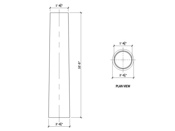 24" to 20" Column Round Tappered, 10'H, 2 Pcs