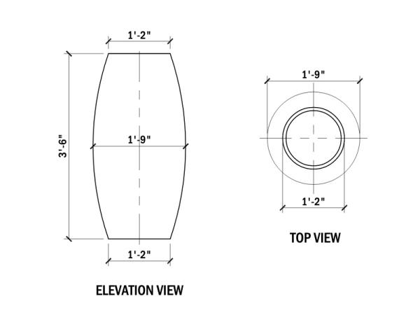 Column Post/Pilaster/Pier, 14"-21" Barrel Column, 3'6"H, 2PCS