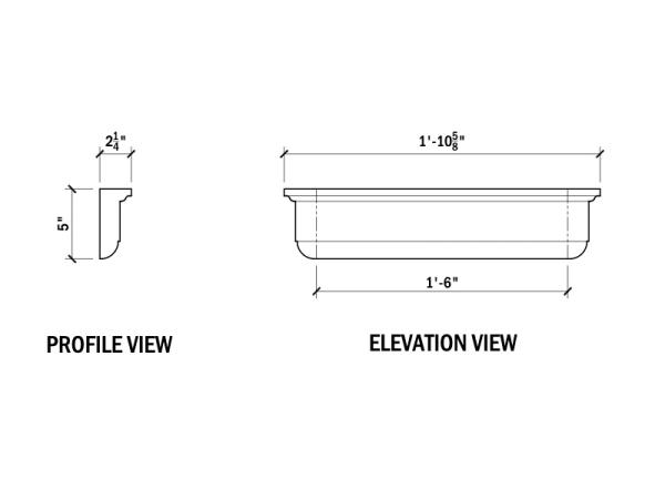 18" Column Capital, Square - 5"H, 2-1/4"W X 22-5/8"L, 1 PC