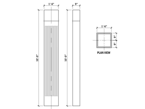18" Column square shaft, 10'H, 2 PCS