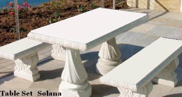 Solana Set, 37"x57" Table, 2 Benches, Cement tops