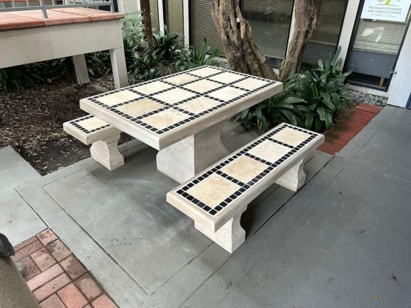 Solana Set, 37"x57" Table, 2 Benches, Granite Tops
