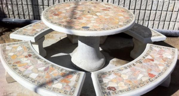 Malibu Set, 48" Table, 4 Benches, Granite Tops