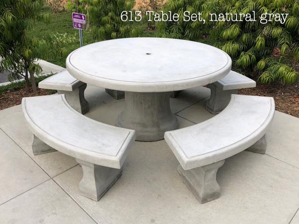 Queen Set, 60" Table, 4 Benches, Cement tops