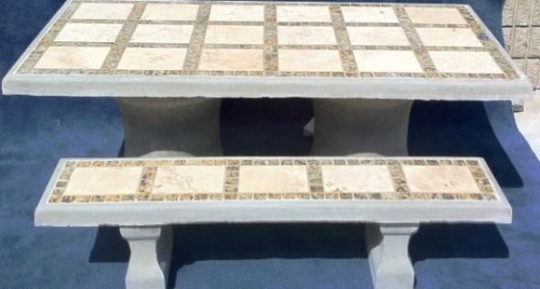 King Set, 42"x84" Table, 4 Benches, Granite tops