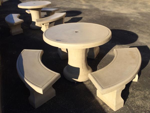 Charleen Set, 42" Table, 3 Benches, Cement tops